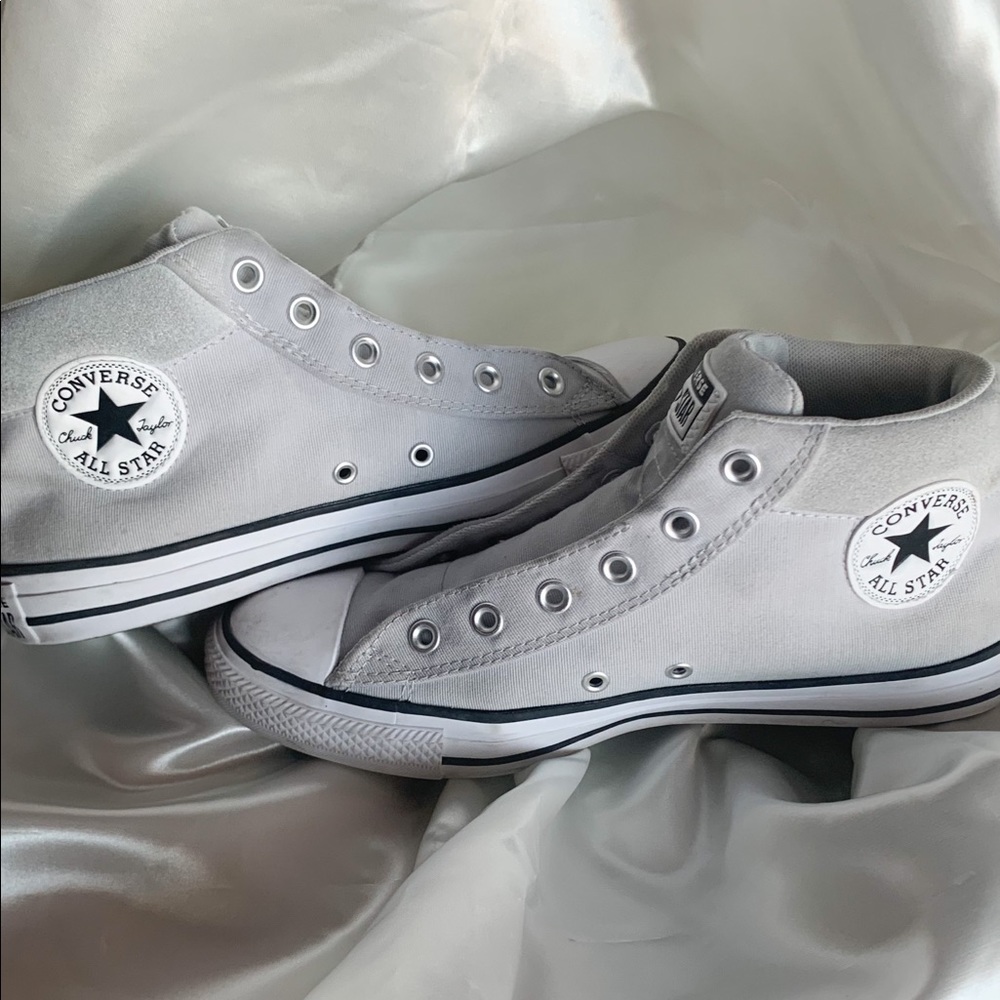 light gray mid top All star converse chuck taylor sneakers womens size 10